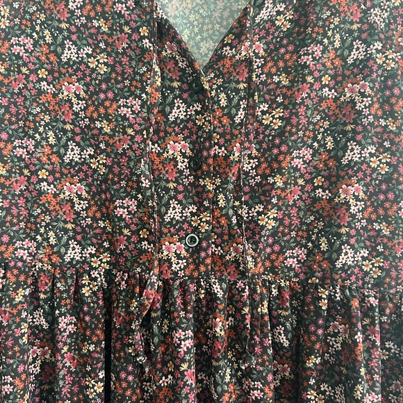 American Eagle Outfitters Black and Pink Floral Dress - Picture 4 of 6